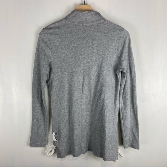 Nautica 100% Cotton Tie Lace Up Essential Pullover Sweatshirt Top Gray Size XS - Picture 4 of 5